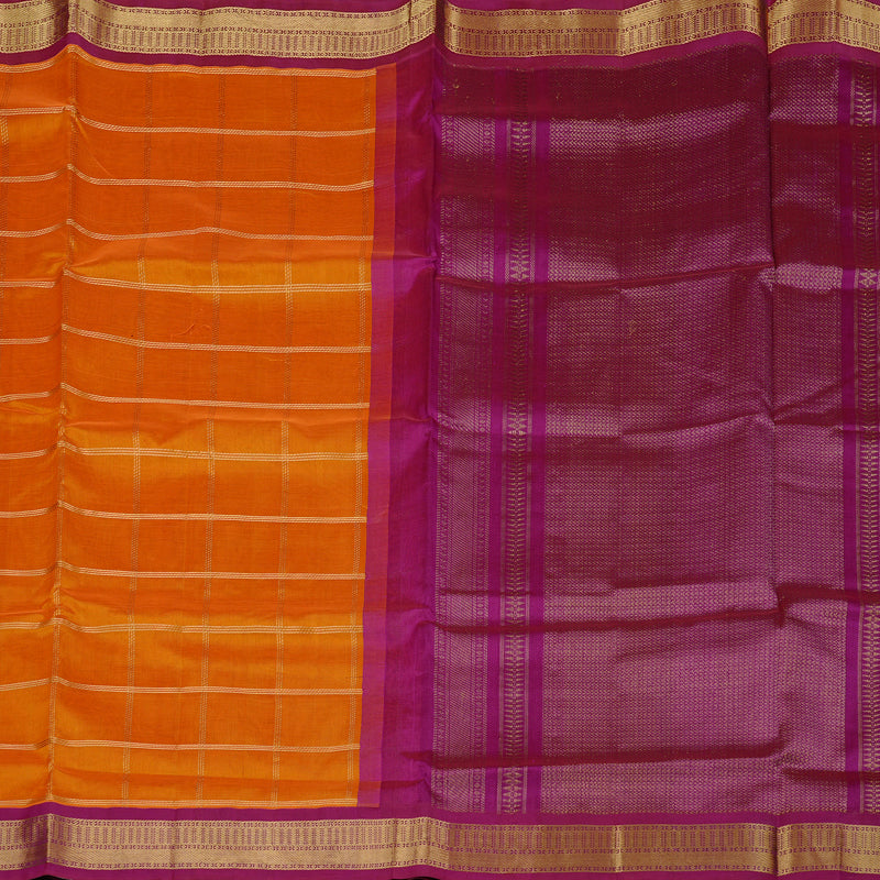 Hayagrivas Handloom Pure Silk Cotton Saree in Dazzling Orange KBE108D4-4