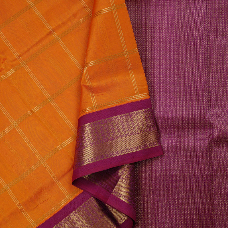 Hayagrivas Handloom Pure Silk Cotton Saree in Dazzling Orange KBE108D4-4