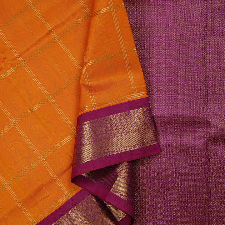 Hayagrivas Handloom Pure Silk Cotton Saree in Dazzling Orange KBE108D4-4