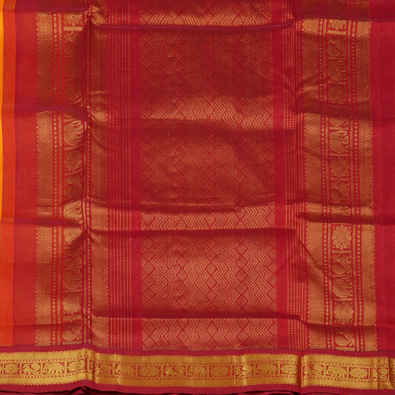 Hayagrivas Handloom Silk Cotton Saree in Stunning Mango Yellow KBE108D5-1