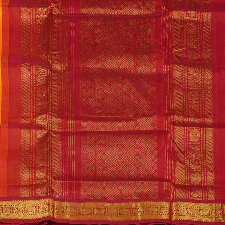 Hayagrivas Handloom Silk Cotton Saree in Stunning Mango Yellow KBE108D5-1