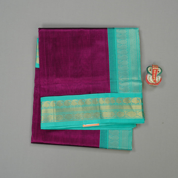 Hayagrivas Handloom Pure Silk Cotton Saree in Majestic Dark Purple KBE108D5-12