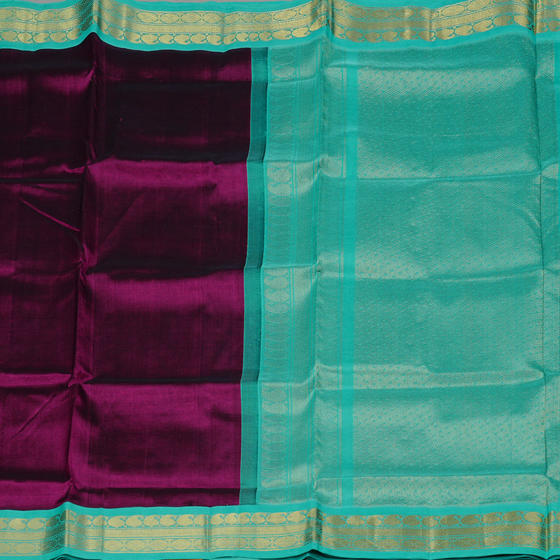 Hayagrivas Handloom Pure Silk Cotton Saree in Majestic Dark Purple KBE108D5-12