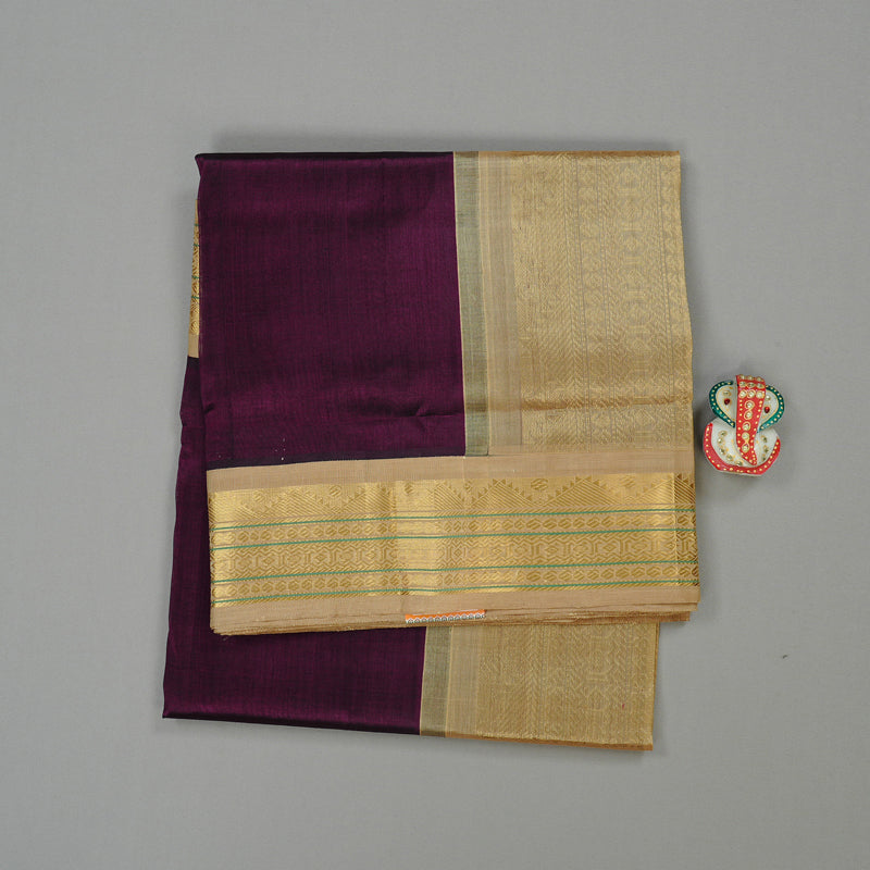 Hayagrivas Handloom Pure Silk Cotton Saree in Lustrous Dark Purple KBE108D5-2