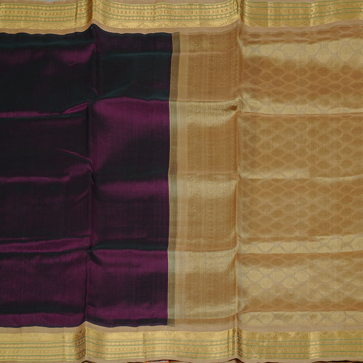 Hayagrivas Handloom Pure Silk Cotton Saree in Lustrous Dark Purple KBE108D5-2