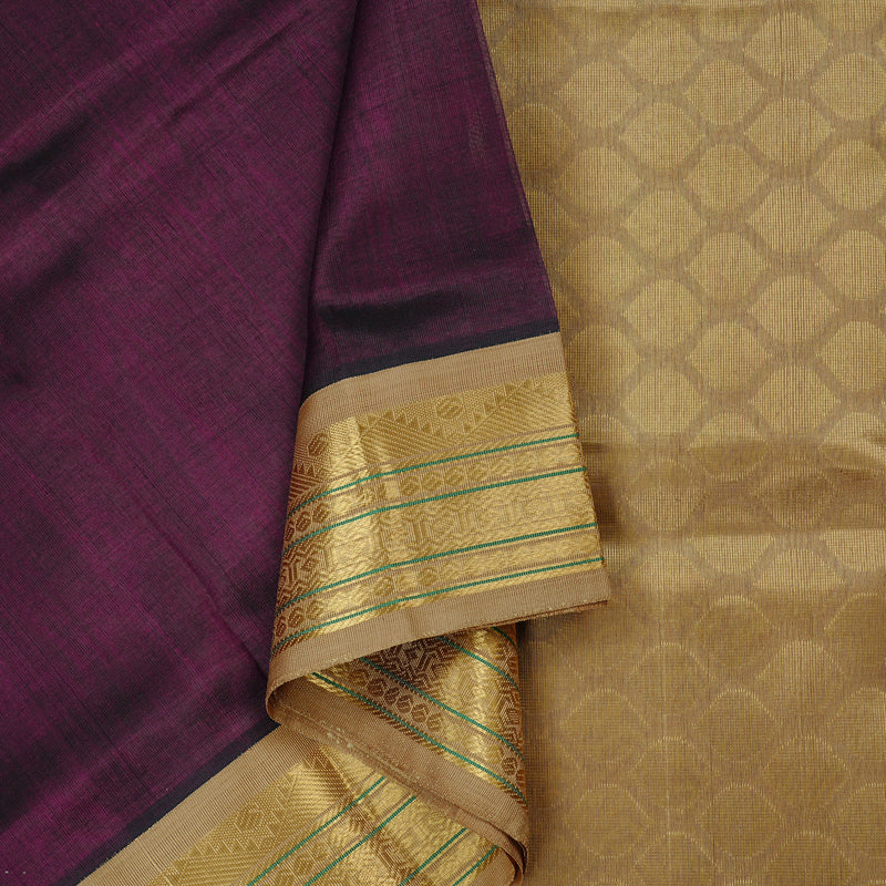 Hayagrivas Handloom Pure Silk Cotton Saree in Lustrous Dark Purple KBE108D5-2