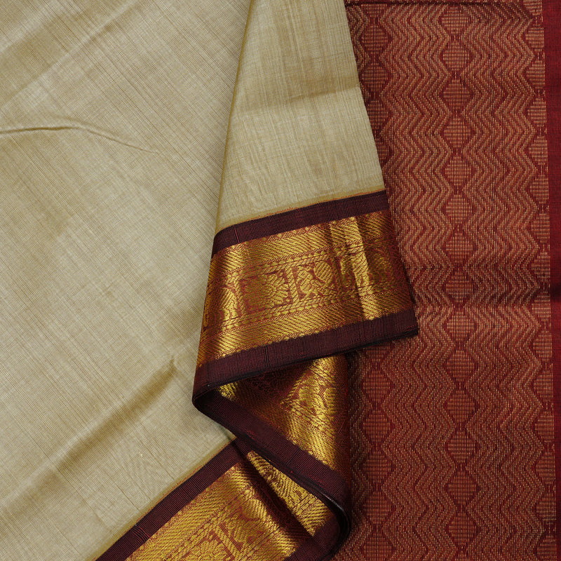 Hayagrivas Handloom Silk Cotton Saree in Soothing Sandal KBE108D5-5