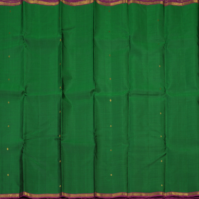 Hayagrivas Handloom Dark Green Kanjivaram Silk Saree with Wine Purple border KBE1091I1-3