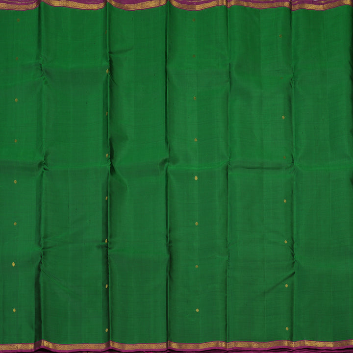 Hayagrivas Handloom Dark Green Kanjivaram Silk Saree with Wine Purple border KBE1091I1-3