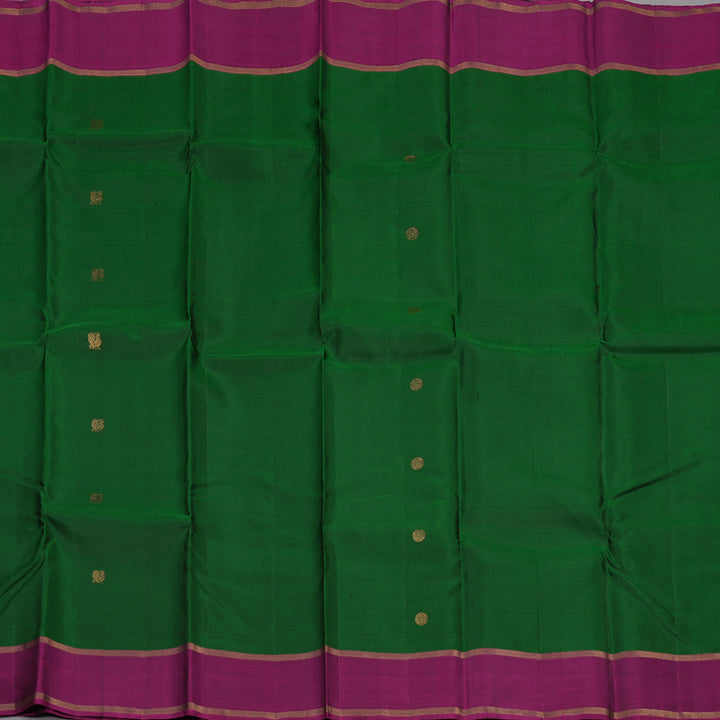 Hayagrivas Handloom Bottle Green Kanjivaram Silk Saree with Wine Purple Border KBE1091I23-2