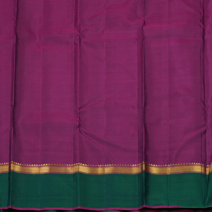 Hayagrivas Handloom Deep Midnight Blue Kanjivaram Silk Saree with Peacock Green Border KBE1091I25-4
