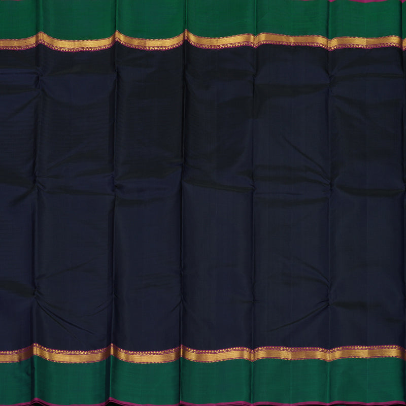 Hayagrivas Handloom Deep Midnight Blue Kanjivaram Silk Saree with Peacock Green Border KBE1091I25-4