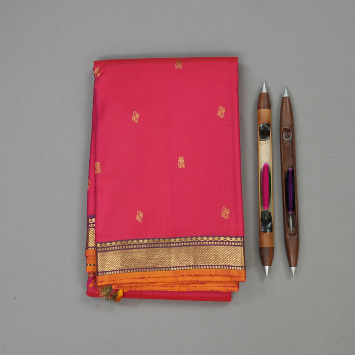 Hayagrivas Handloom Rani Pink Kanjivaram Silk Saree KBE1091I27-6