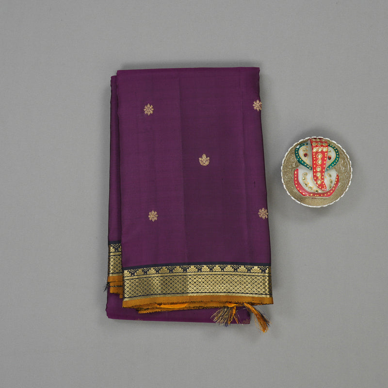 Hayagrivas Handloom Wine Purple Kanjivaram Silk Saree with Karum Neelam Border KBE1091I27-9