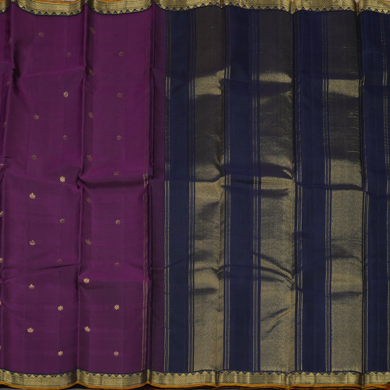 Hayagrivas Handloom Wine Purple Kanjivaram Silk Saree with Karum Neelam Border KBE1091I27-9