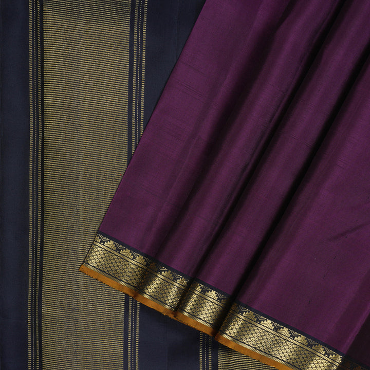 Hayagrivas Handloom Wine Purple Kanjivaram Silk Saree with Karum Neelam Border KBE1091I27-9