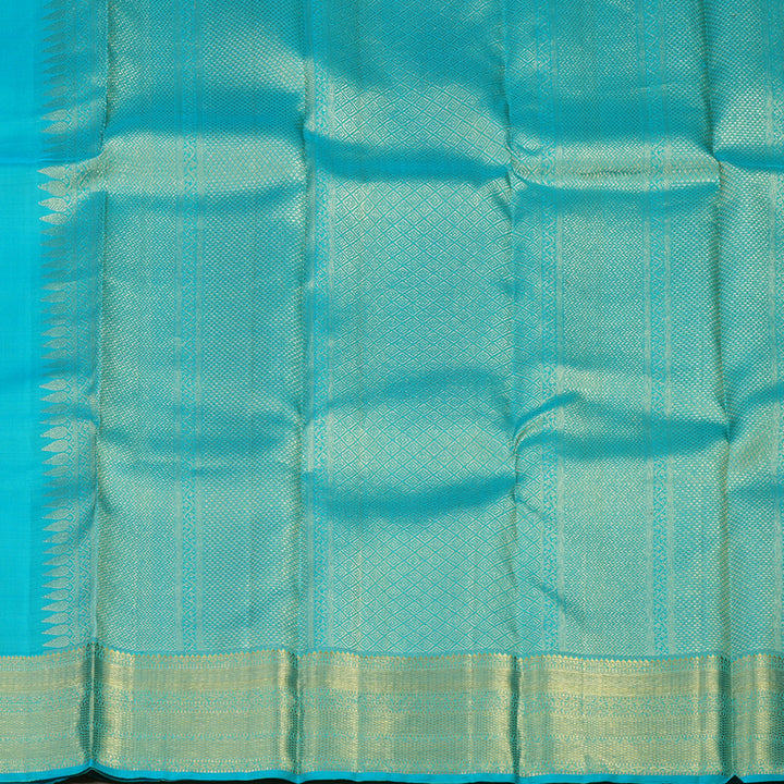 Hayagrivas Handloom Sky Blue Kanjivaram Silk Saree KBE1091I4-3