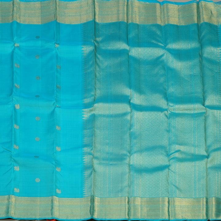 Hayagrivas Handloom Sky Blue Kanjivaram Silk Saree KBE1091I4-3