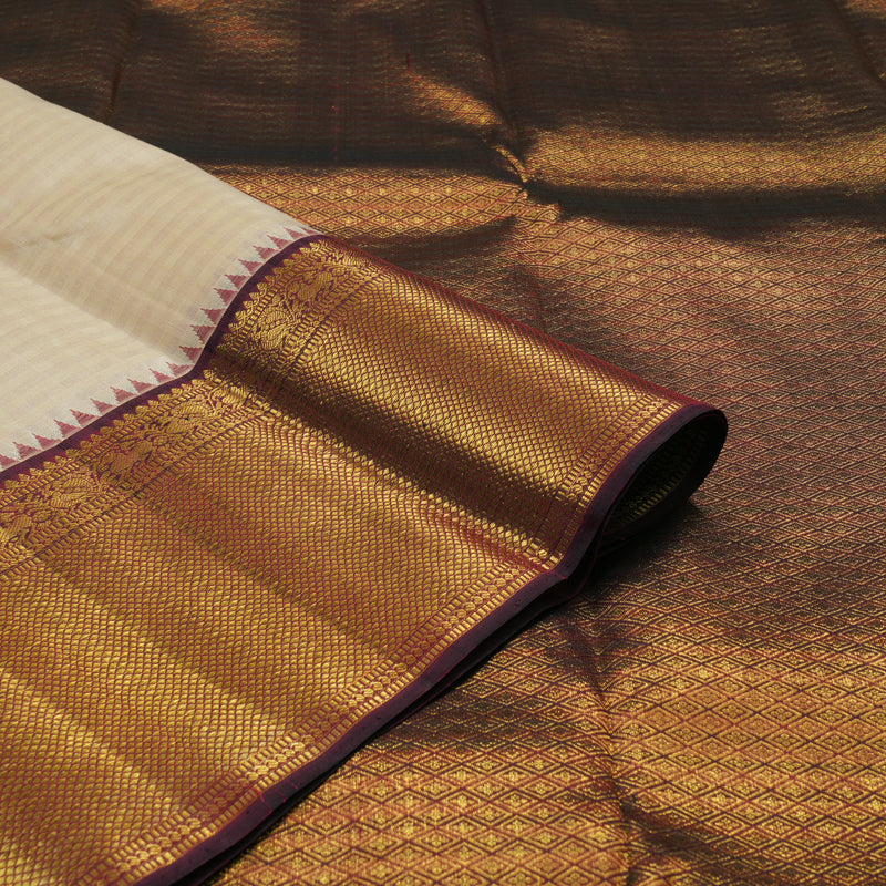 Hayagrivas Handloom Sandal Kanjivaram Silk Saree with Araku Maroon Border KBE1091I7-1