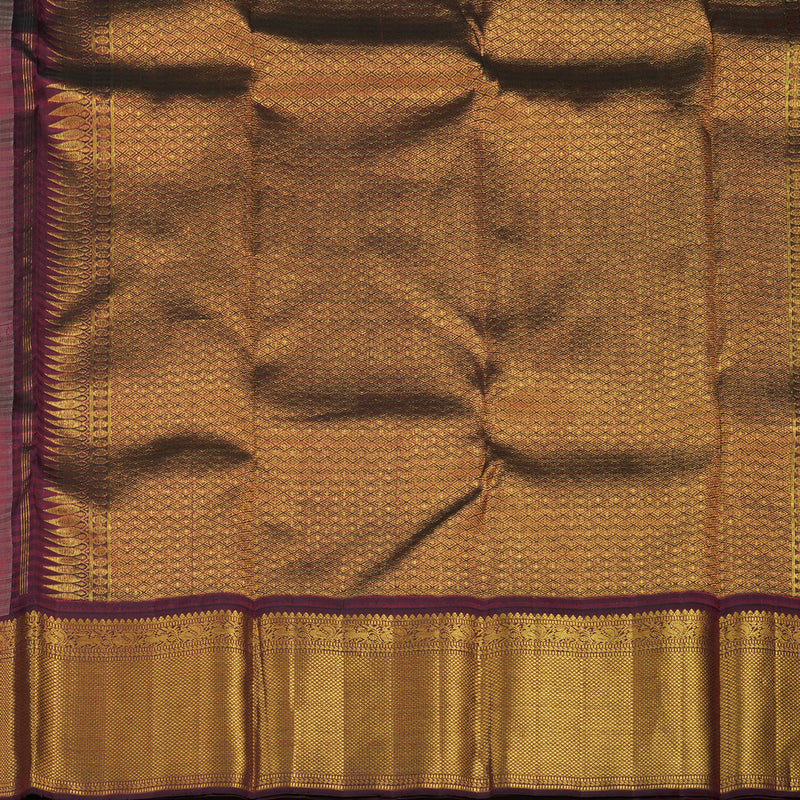 Hayagrivas Handloom Sandal Kanjivaram Silk Saree with Araku Maroon Border KBE1091I7-1