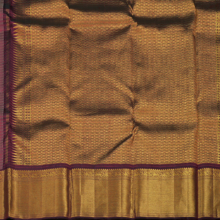 Hayagrivas Handloom Sandal Kanjivaram Silk Saree with Araku Maroon Border KBE1091I7-1