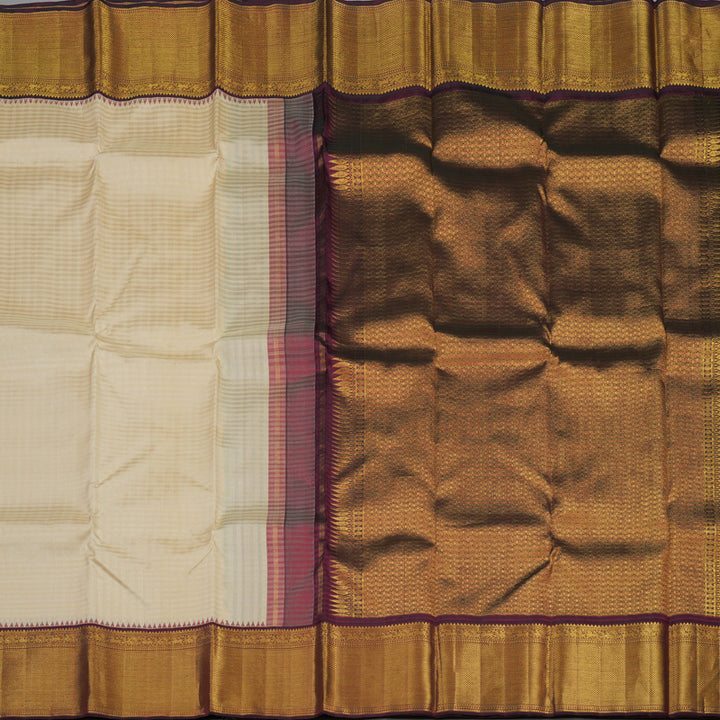 Hayagrivas Handloom Sandal Kanjivaram Silk Saree with Araku Maroon Border KBE1091I7-1