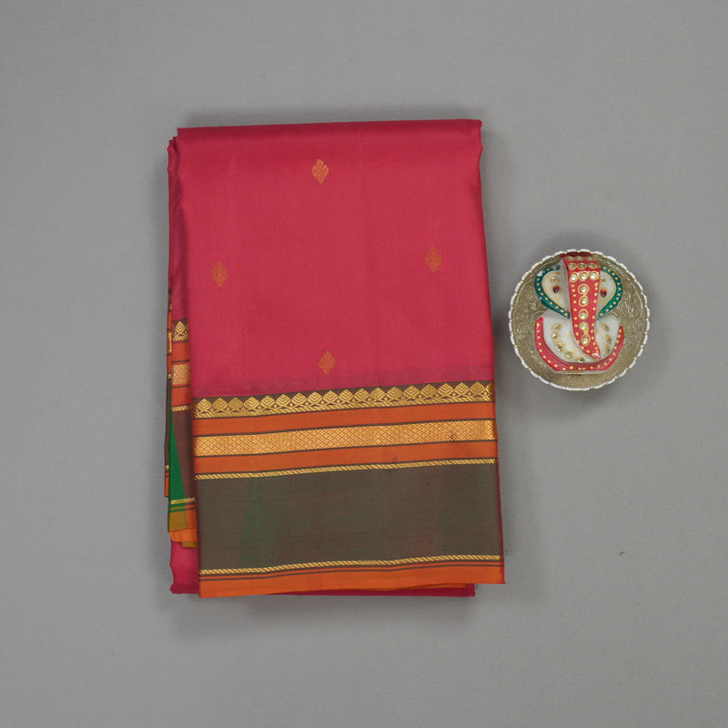 Hayagrivas Handloom Pinkish Red Kanjivaram Silk Saree with Manthalir Border KBE1093I11-4