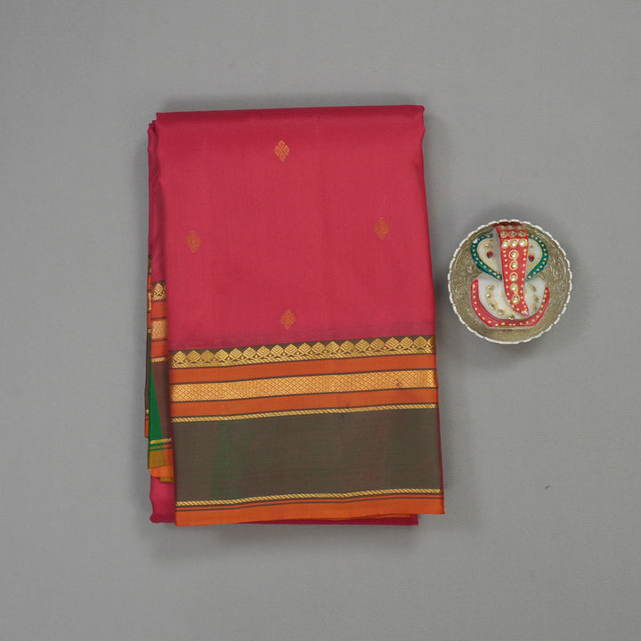 Hayagrivas Handloom Pinkish Red Kanjivaram Silk Saree with Manthalir Border KBE1093I11-4