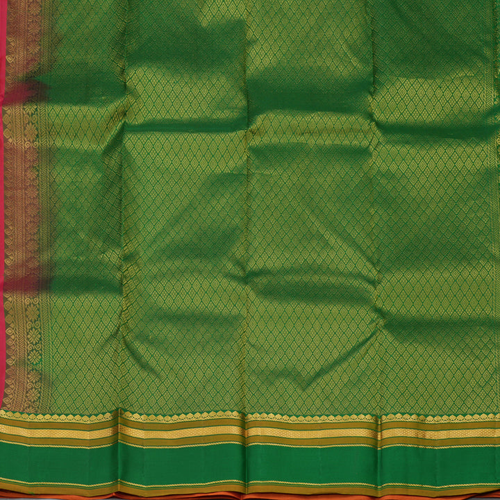 Hayagrivas Handloom Pinkish Red Kanjivaram Silk Saree with Manthalir Border KBE1093I11-4