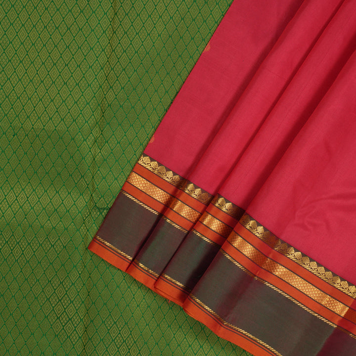 Hayagrivas Handloom Pinkish Red Kanjivaram Silk Saree with Manthalir Border KBE1093I11-4