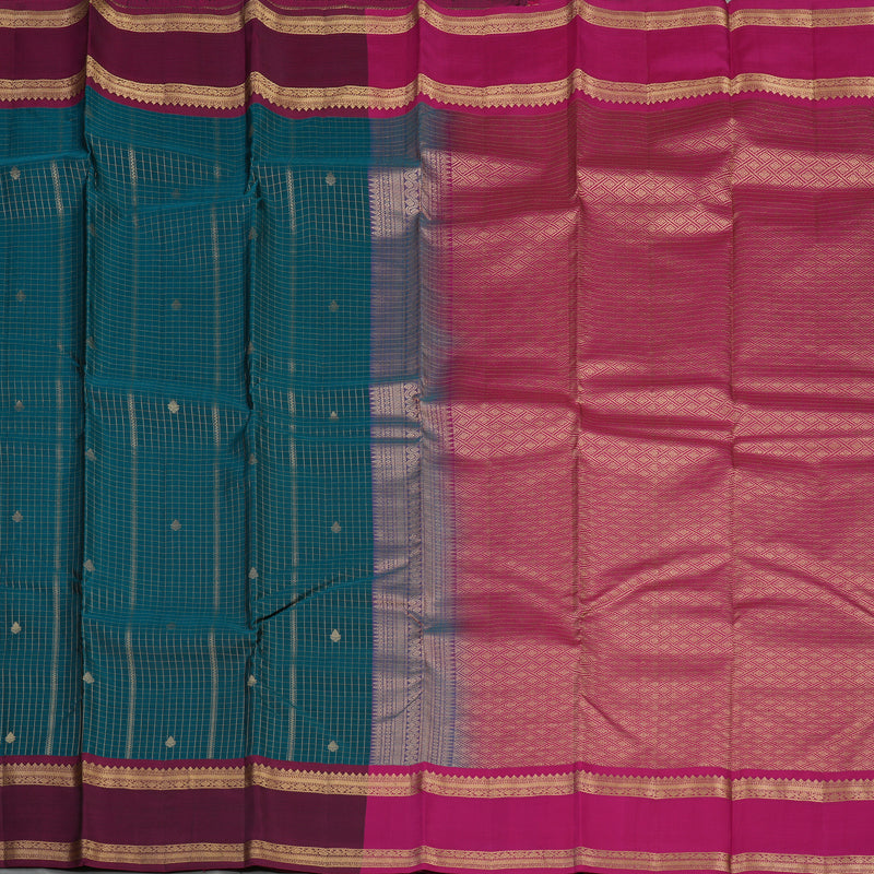 Hayagrivas Handloom Rama Green Kanjivaram Silk Saree with Wine Purple Border KBE1093I4-9