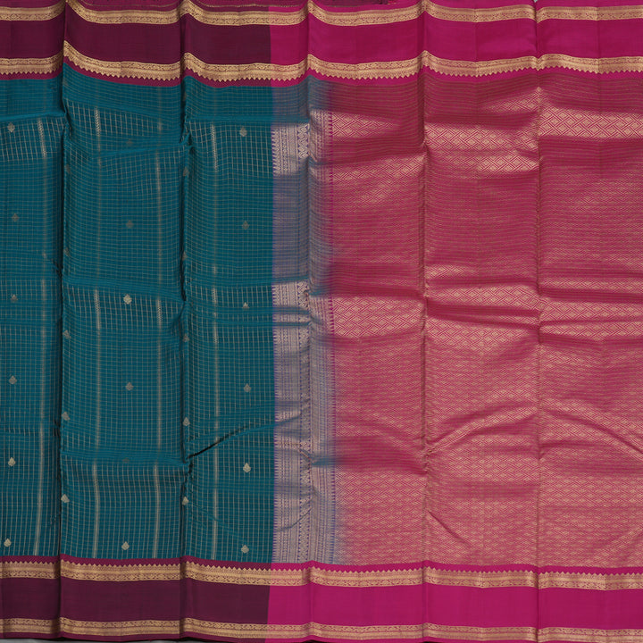 Hayagrivas Handloom Rama Green Kanjivaram Silk Saree with Wine Purple Border KBE1093I4-9