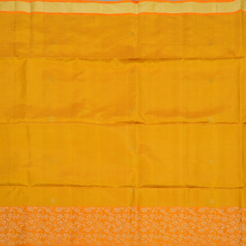 Hayagrivas Handloom Mango Yellow Pure Soft Silk Saree with Orange Border KBE1094I2-3
