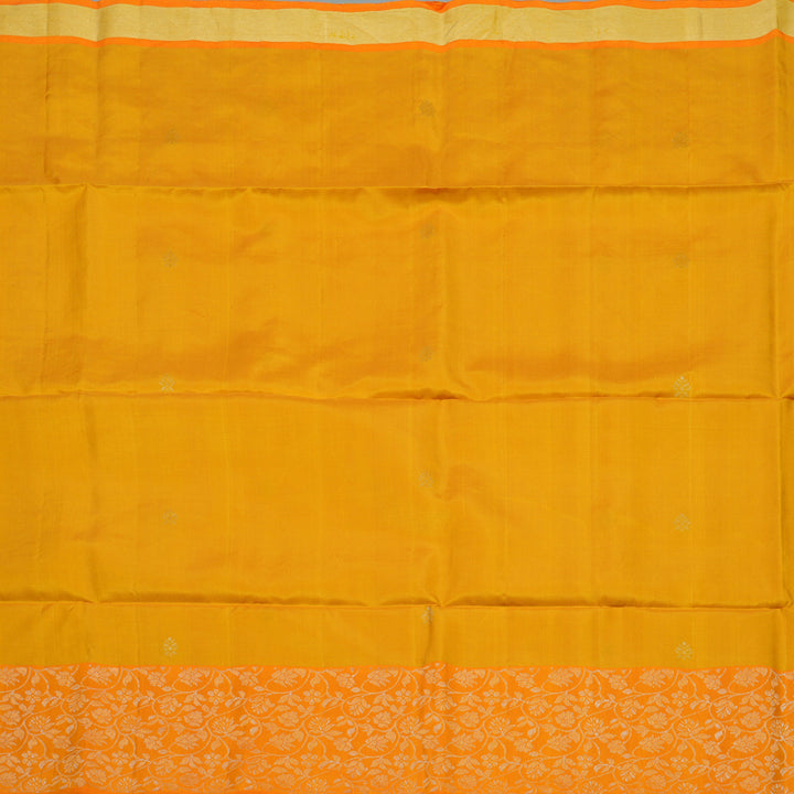Hayagrivas Handloom Mango Yellow Pure Soft Silk Saree with Orange Border KBE1094I2-3