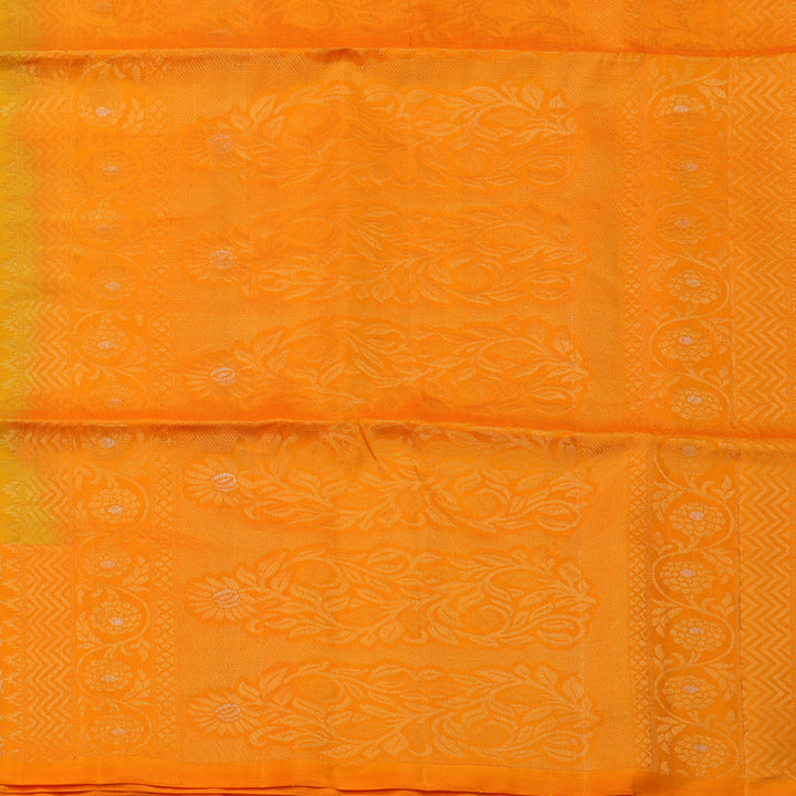 Hayagrivas Handloom Mango Yellow Pure Soft Silk Saree with Orange Border KBE1094I2-3