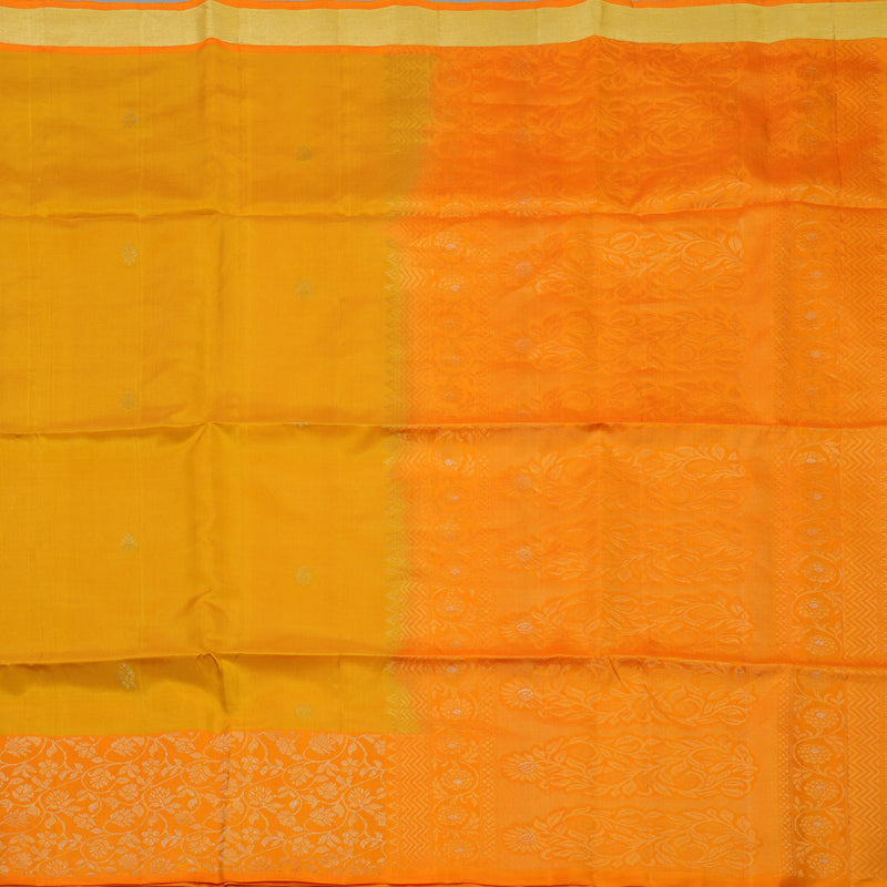 Hayagrivas Handloom Mango Yellow Pure Soft Silk Saree with Orange Border KBE1094I2-3