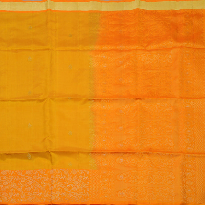 Hayagrivas Handloom Mango Yellow Pure Soft Silk Saree with Orange Border KBE1094I2-3