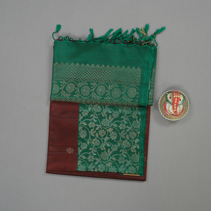 Hayagrivas Handloom Deep Araku Maroon Soft Silk Saree with Rama Green Border KBE1094I2-6
