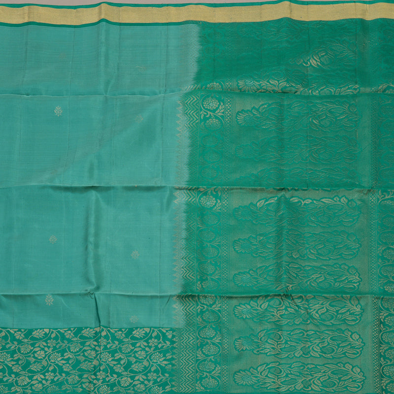 Hayagrivas Handloom Faded Green Soft Silk Saree with Rama Green Border KBE1094I2-9