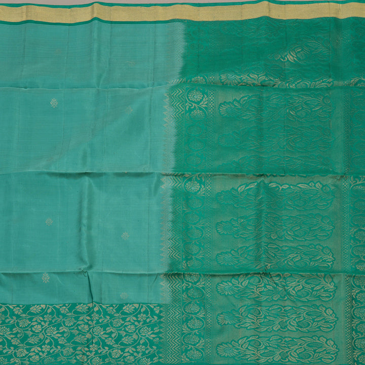 Hayagrivas Handloom Faded Green Soft Silk Saree with Rama Green Border KBE1094I2-9