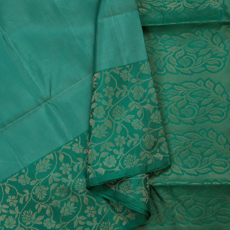 Hayagrivas Handloom Faded Green Soft Silk Saree with Rama Green Border KBE1094I2-9