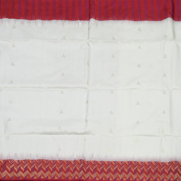 Hayagrivas Handloom Pristine White Soft Silk Saree with Multicolour Border KBE1094I4-2