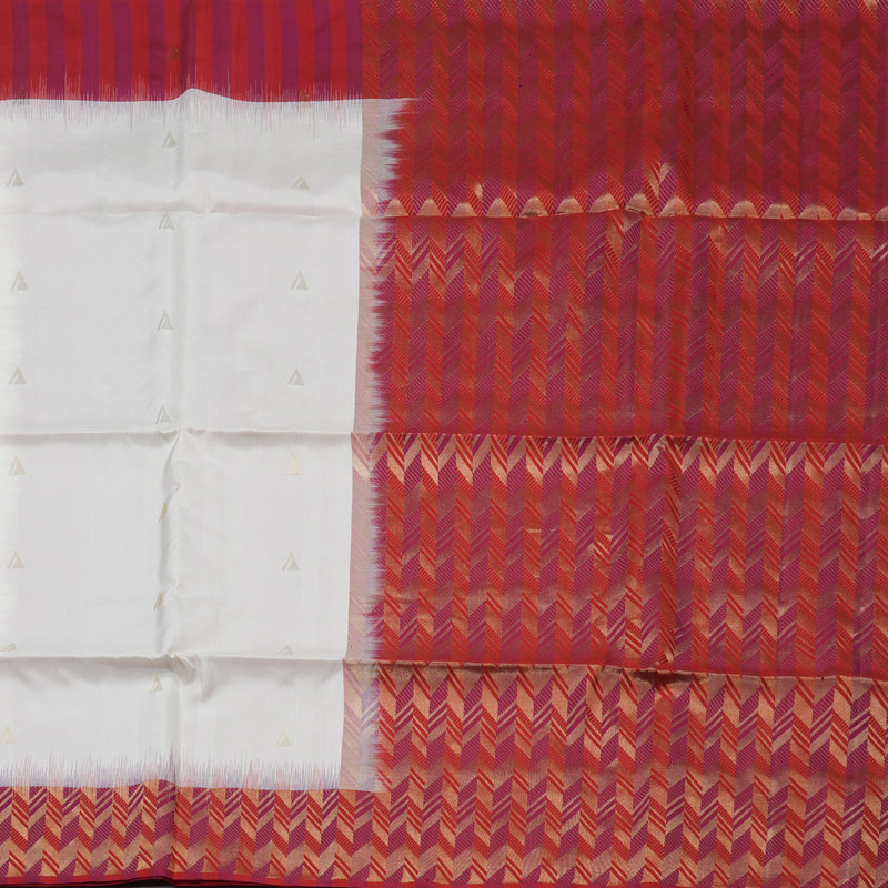 Hayagrivas Handloom Pristine White Soft Silk Saree with Multicolour Border KBE1094I4-2