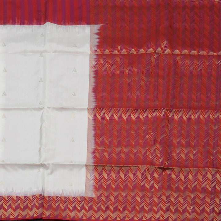 Hayagrivas Handloom Pristine White Soft Silk Saree with Multicolour Border KBE1094I4-2