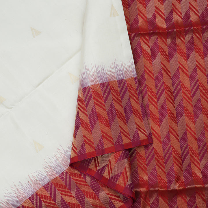 Hayagrivas Handloom Pristine White Soft Silk Saree with Multicolour Border KBE1094I4-2