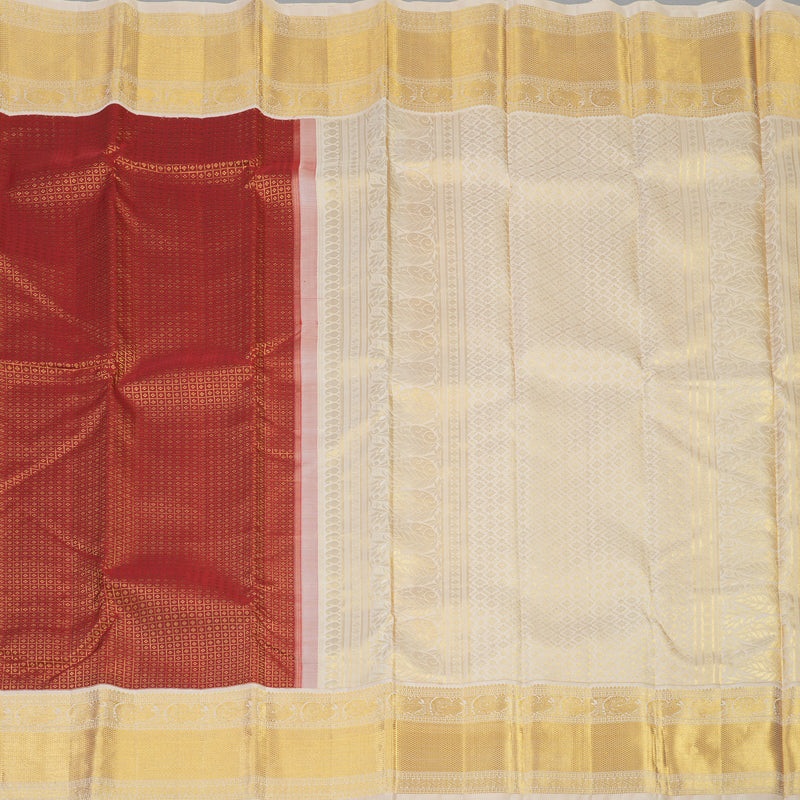 Hayagrivas Handloom Maroon Kanjivaram Silk Saree with Cream Border KBE1099I1-1