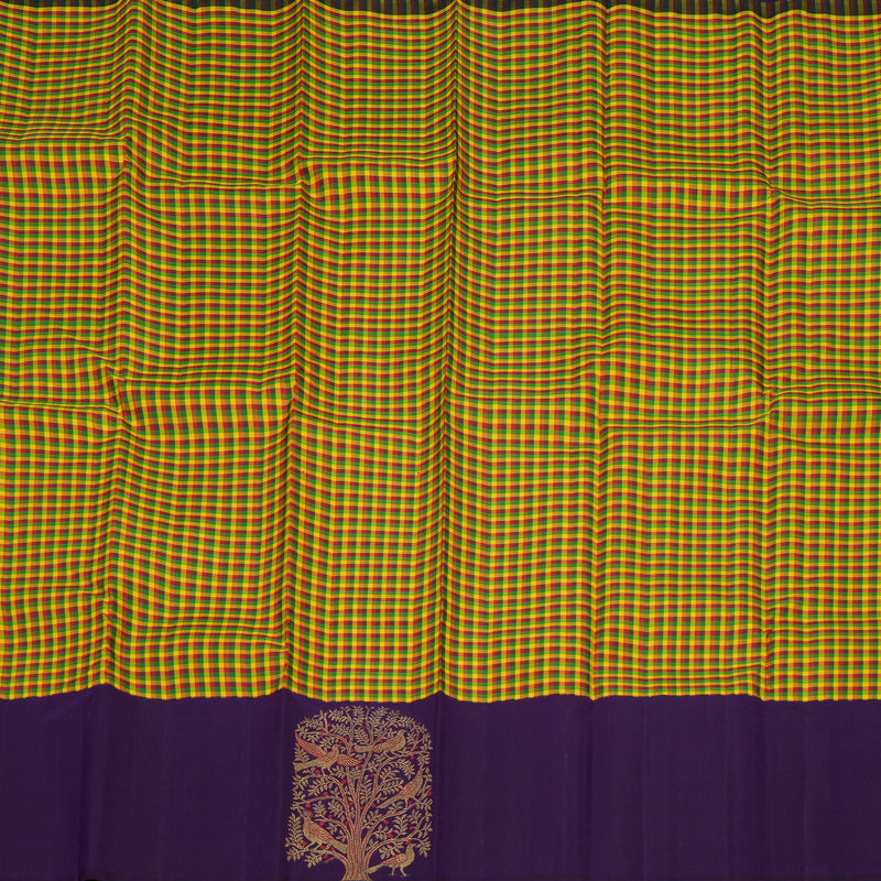 Hayagrivas Handloom Multicolour Kanjivaram Silk Saree with Deep Violet Border KBE1099I3-1