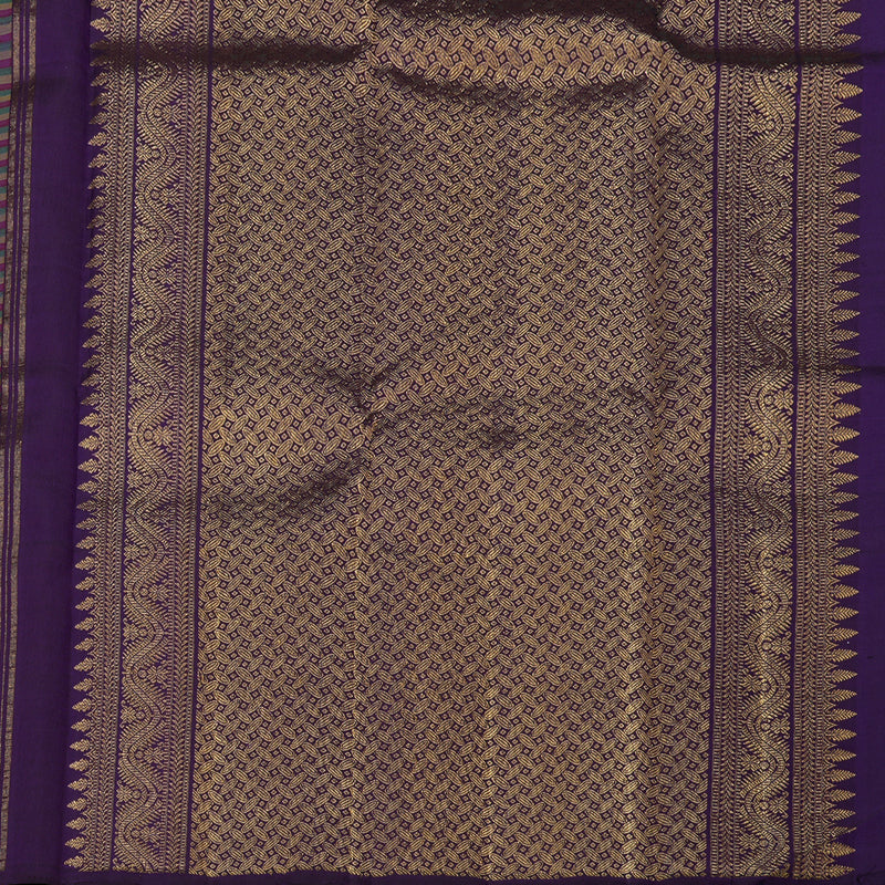 Hayagrivas Handloom Multicolour Kanjivaram Silk Saree with Deep Violet Border KBE1099I3-1
