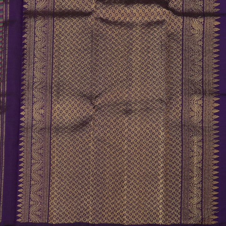 Hayagrivas Handloom Multicolour Kanjivaram Silk Saree with Deep Violet Border KBE1099I3-1