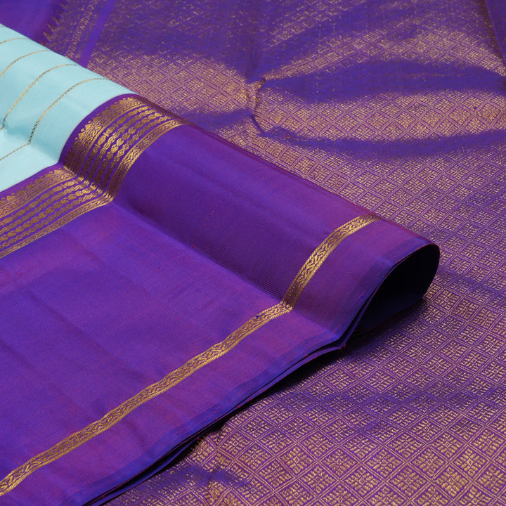 Hayagrivas Handloom Powder Blue Kanjivaram Silk Saree with Purple Border KBE1099I4-1